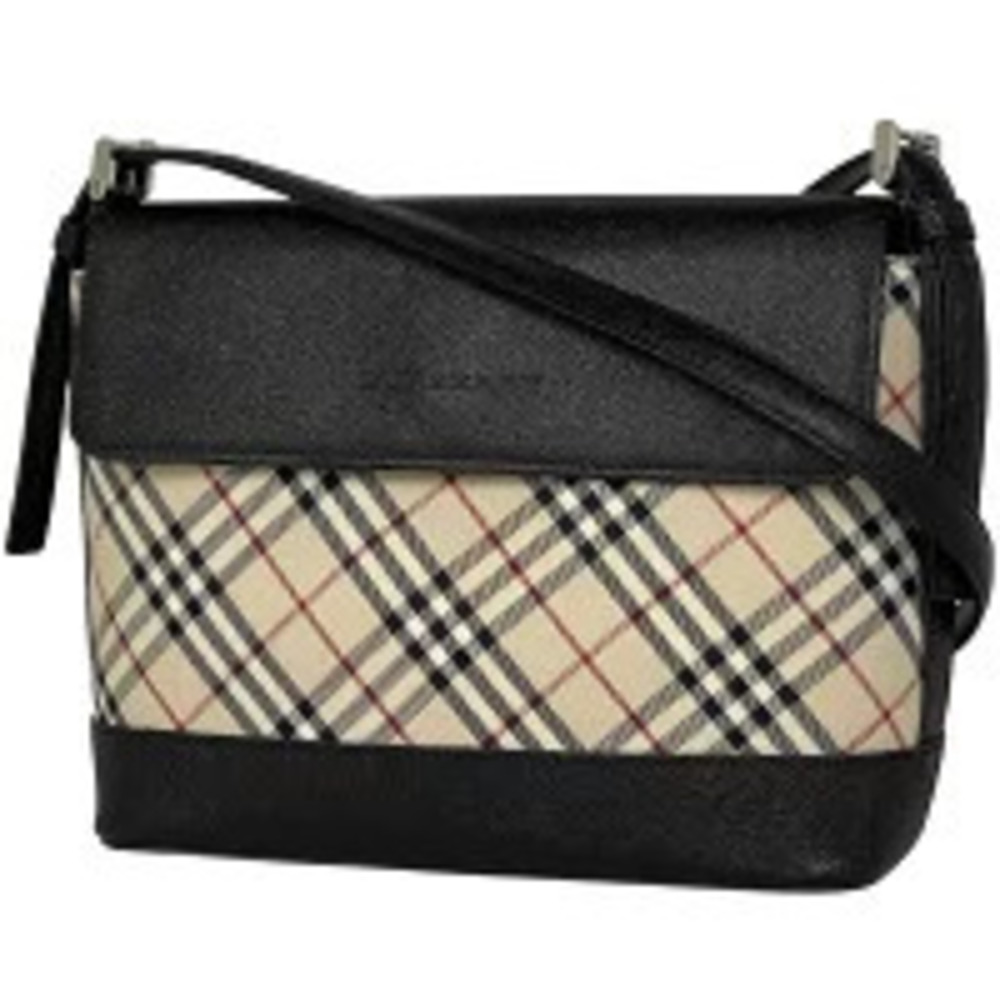 Burberry Check Shoulder Bag Crossbody Canvas Beige Black - Picture 1 of 7